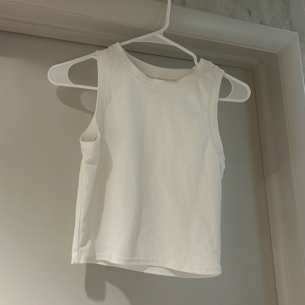 White Ribbed Tank Top